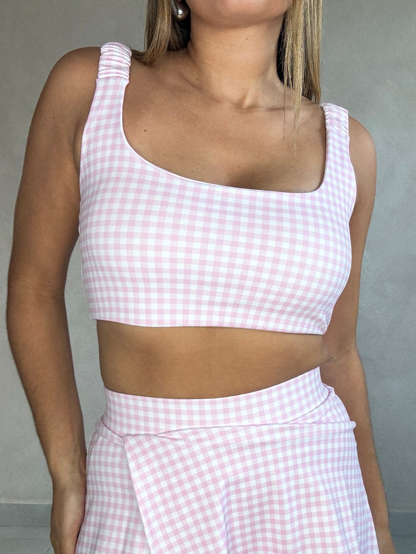 PINKY GINHAM SPORT BRA