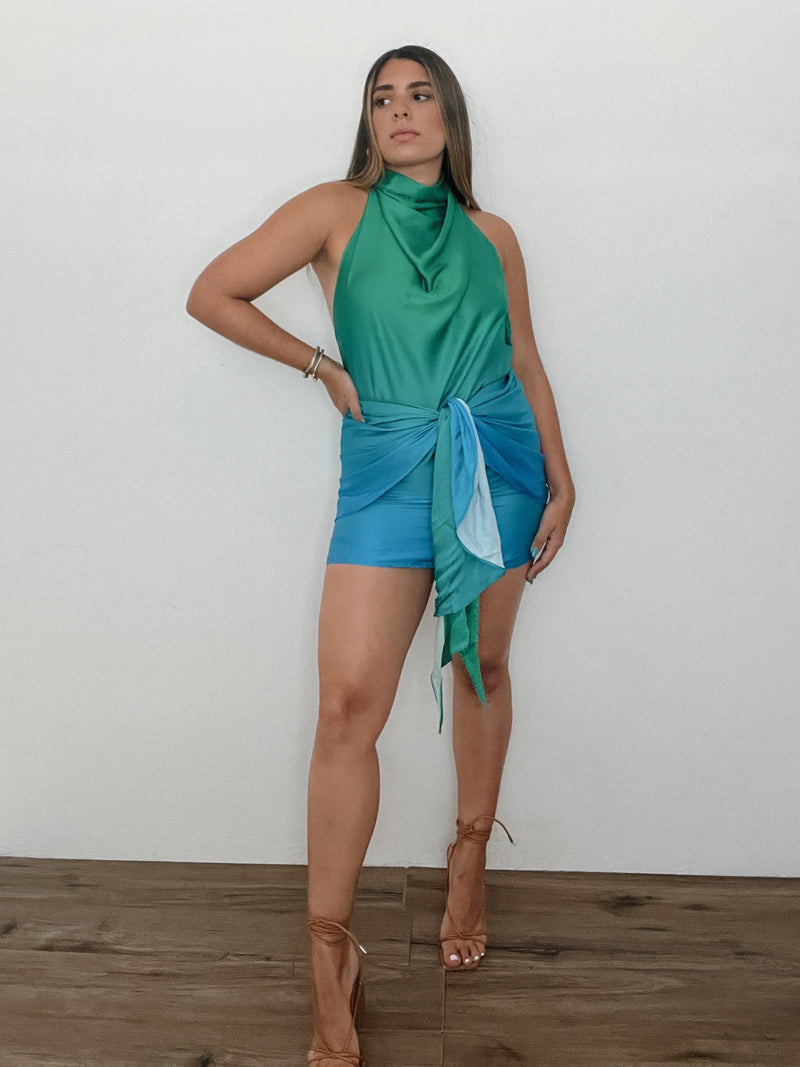 OMBRÉ SATIN DRESS