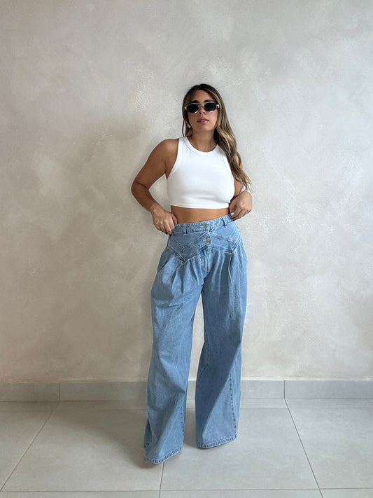 HIGH PINTUCK DENIM