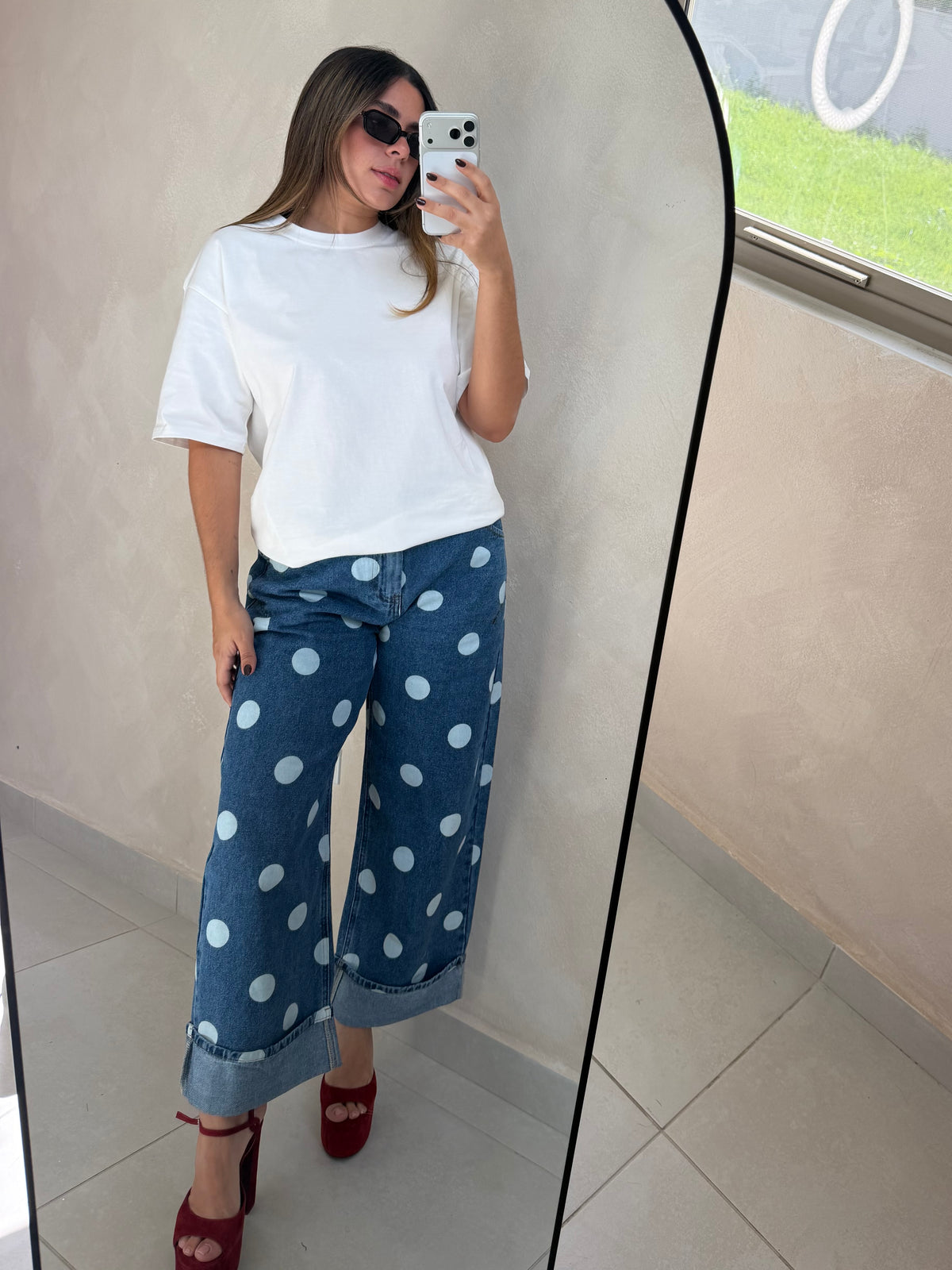 FOLDED POLKA JEANS