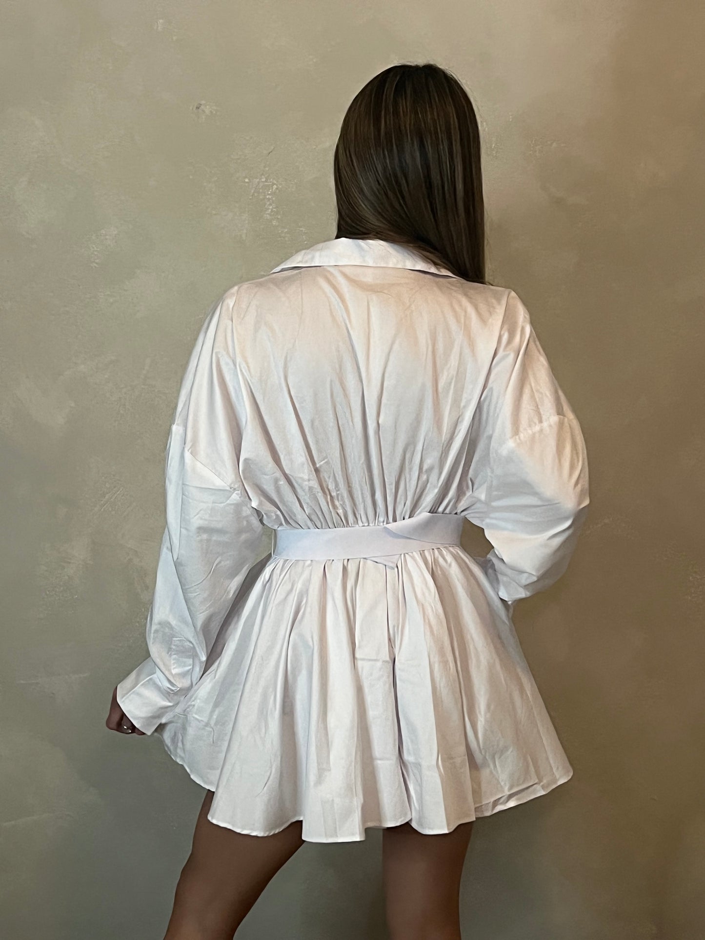 WHITE BELTED DRESS
