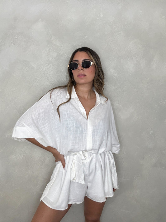 WHITE LINEN ROMPER