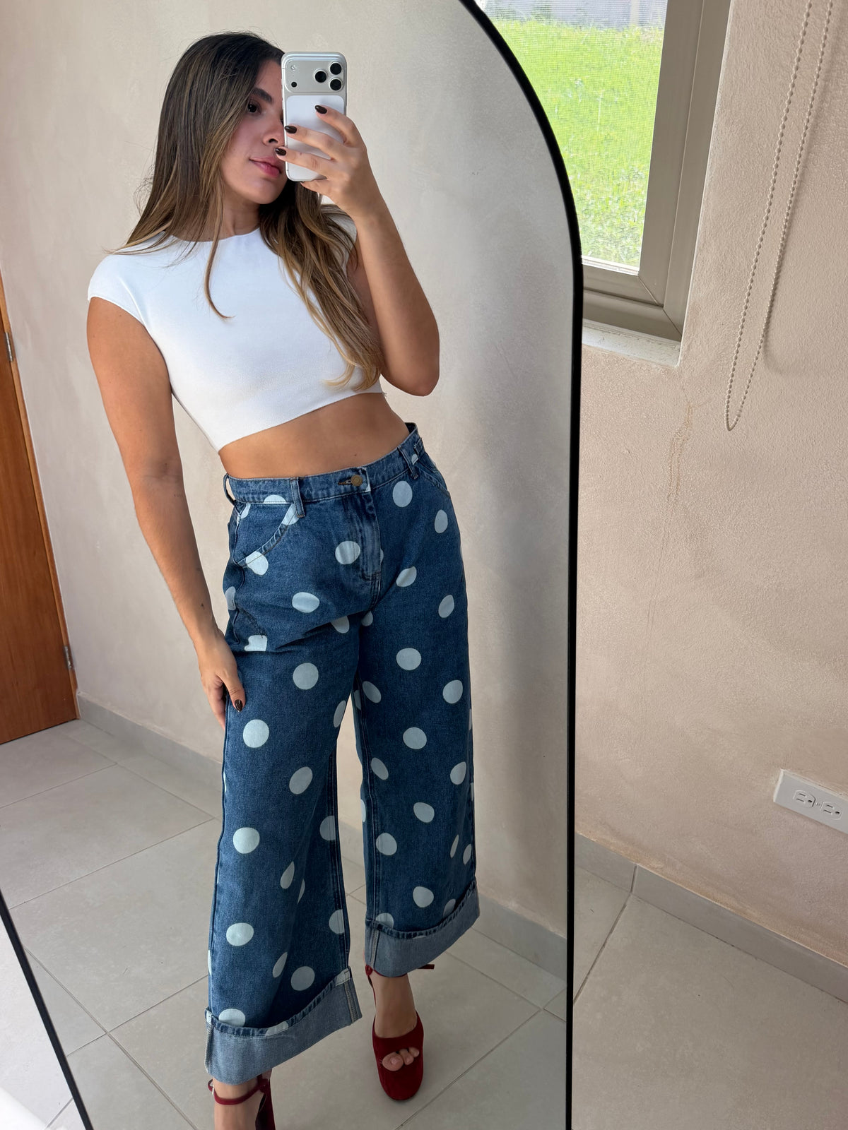 FOLDED POLKA JEANS