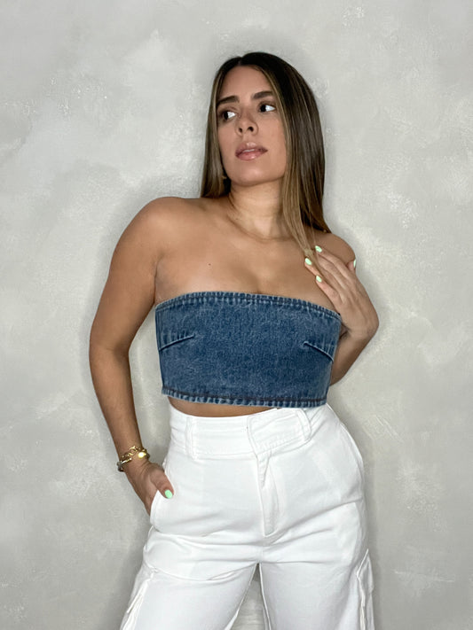 TUBE DENIM TOP