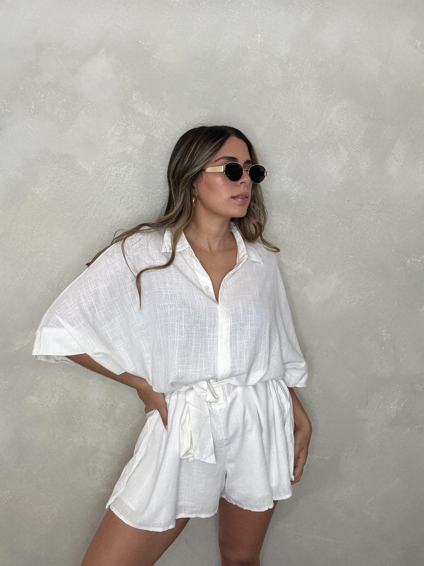 WHITE LINEN ROMPER