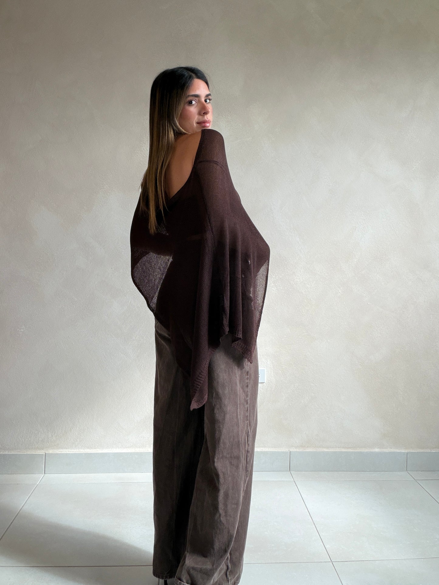 SOLEI BROWN PONCHO