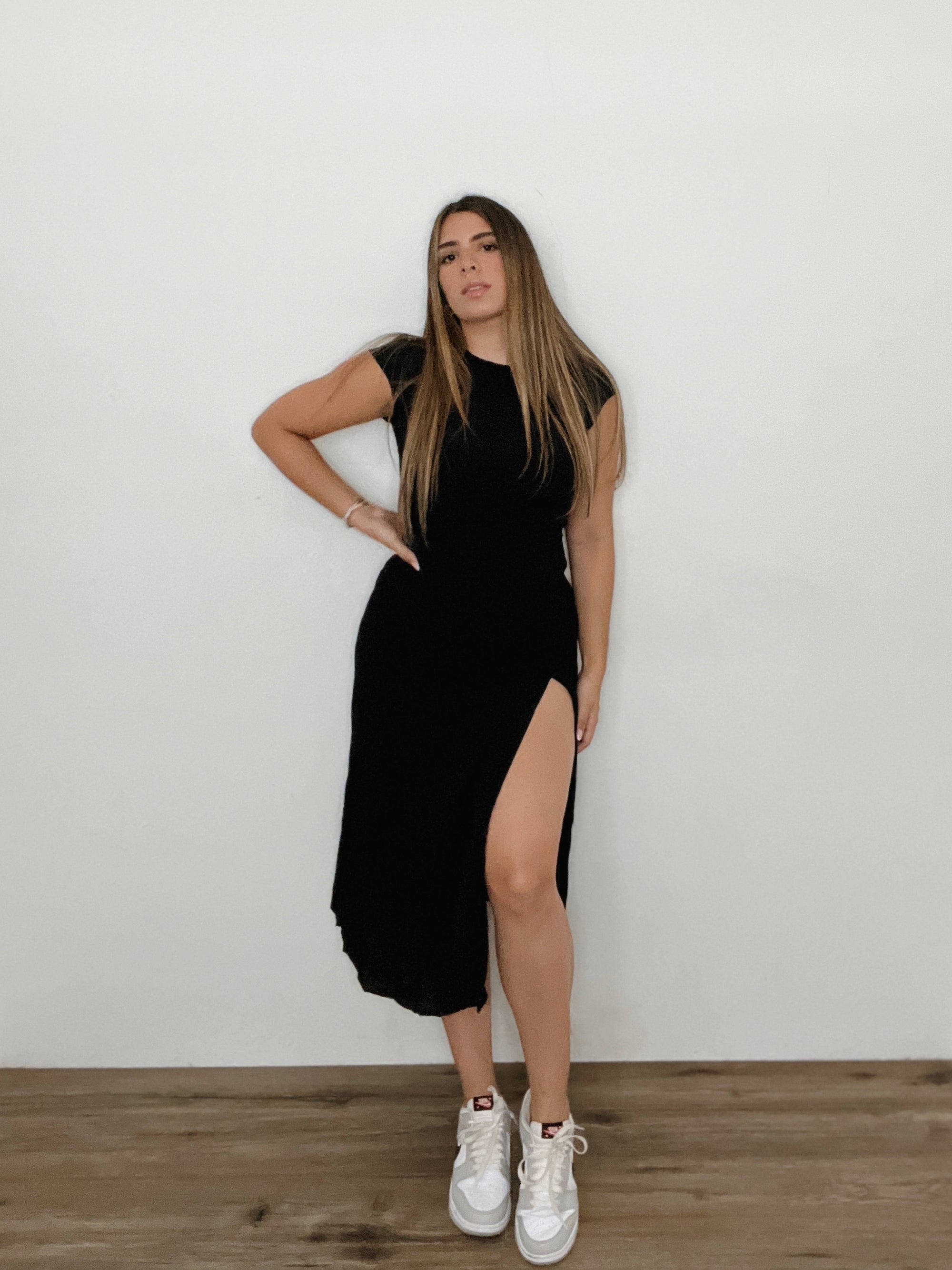 FIORI BLK MIDI DRESS